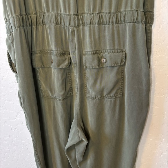 GAP Army Jacket Green Lyocell Button Down Short Sleeve Tie Waist Jumpsuit 16 - Picture 10 of 11